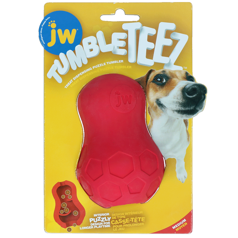 Jouet d'Occupation & Distributeur de Friandises – JW Tumble Teez Rouge