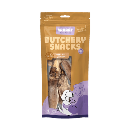 Oreilles de Lapin Séchées avec Poils (80 g) – Braaaf Butchery