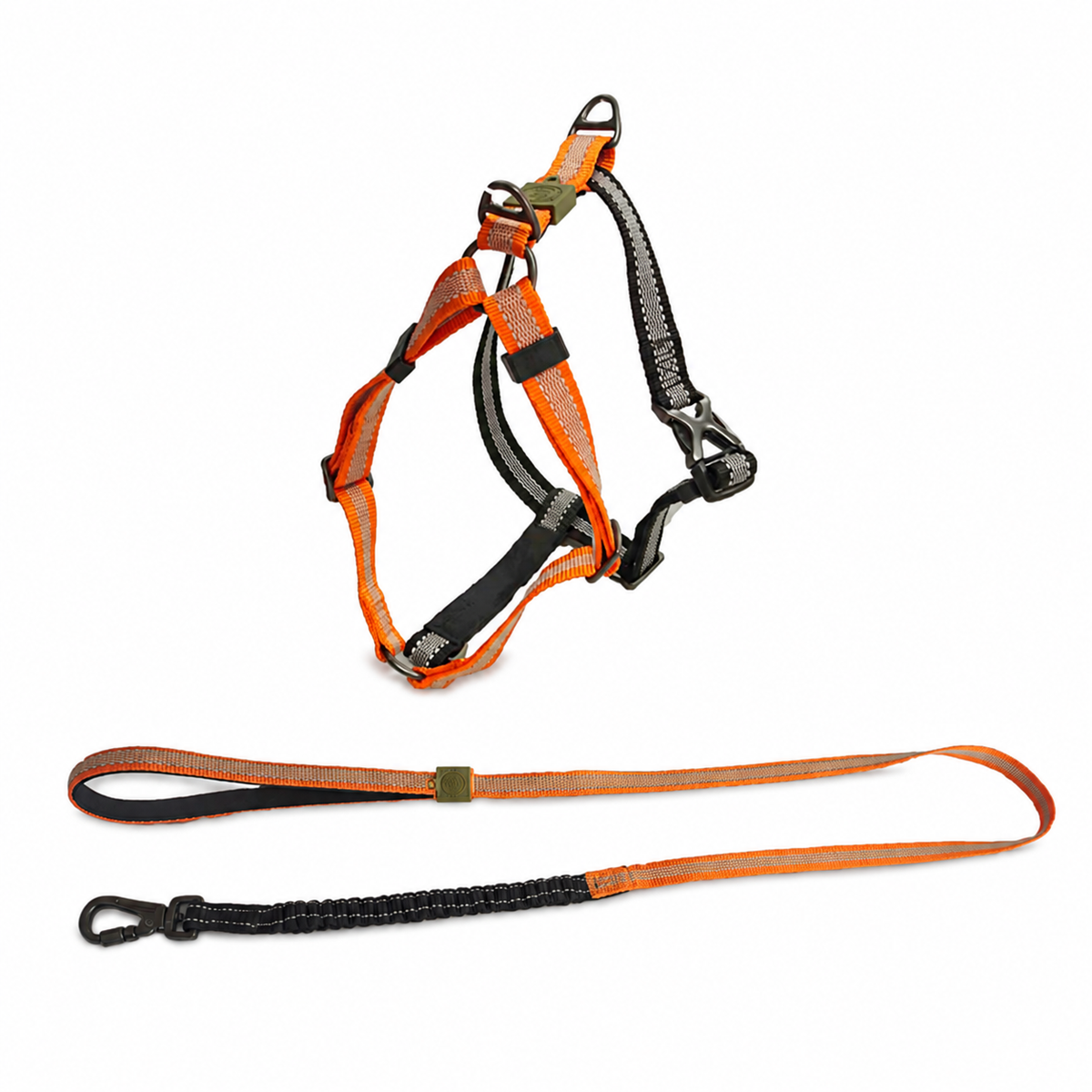 Ensemble Balade Confort & Anti-Traction – Harnais + Laisse Assortie Orange (AFP)