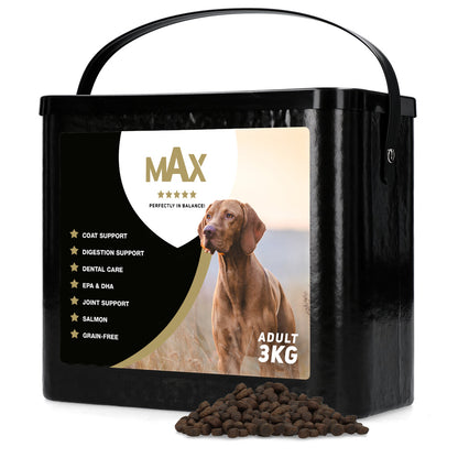 Croquettes Saumon & Patate Douce (Sans Céréales) – Max Adult Premium 3 & 10 kg